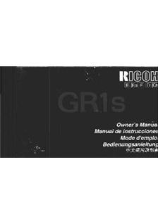 Ricoh GR 1 S manual. Camera Instructions.